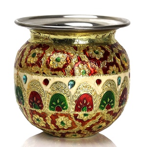 Meenakari Steel Enamel Work Kalash <b>Lota</b> Flower Design Indoor & Outdoor Decorative Showpiece Wedding Gifted Item - Product Image 4