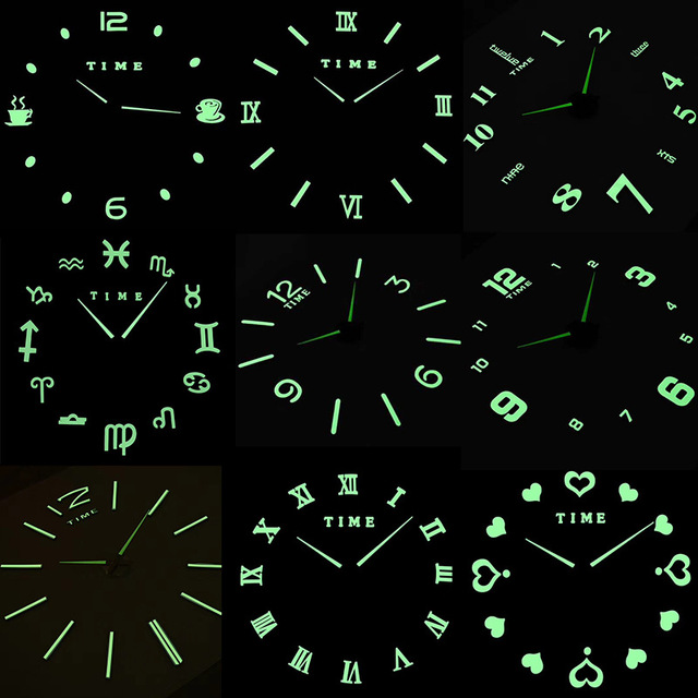 031 Modern Design Big Luminous Watches Home Decoration Large Digital Unique Gift Glow in Dark 3d Large Wall Clock