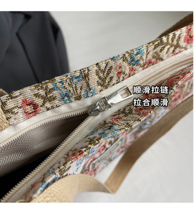 Floral <b>Canvas</b> Tote <b>Bag</b> <b>Large</b> Capacity Shoulder Shopper Handbag Cotton Shopping <b>Bag</b> for Daily Travel - Product Image 6