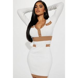 Nuevo Cárdigan de Punto con Cuello en V e Hebilla Metálica, Vestido de Suéter de Punto de Color Sólido - Product Image 3