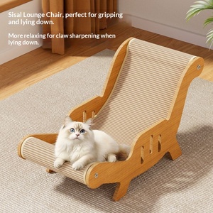 Chaise longue griffoir pour chat en sisal naturel, lit de repos multifonctionnel en bois résistant à l'usure pour chats de petite et grande taille - Product Image 6