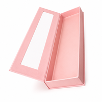 Boîte à perruque rigide rose de luxe, écologique, avec fermeture magnétique et fenêtre transparente, en matériaux recyclés, pour l'emballage de cheveux humains