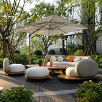 Ensemble de meubles de salon incurvés pour jardin de villa, résistant aux intempéries, canapé modulaire d'extérieur avec table basse