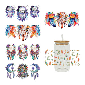 Vasos de Cerveza de Vidrio de 16oz con Diseño 'Weave My Dreams', Adhesivos para Vasos con Transferencia UV DTF, Decoración para <span class=keywords><strong>el</strong></span> Hogar con Diseño de Alce y Corazón - Product Image 2