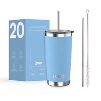 Tasse à café personnalisée Hong Ling 20oz gobelet en acier inoxydable isolé sous vide tasse à boire de l'eau avec couvercle et paille pour gravure au laser