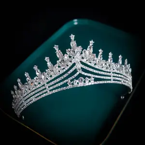 Corona nuziale di cristallo lussuosi orecchini con corona di principessa in cristallo di zircone artificiale con corona nuziale da sposa