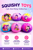 Jouets Squishy en PU à Rebond Lent Imprimés Personnages de Dessins Animés, Jouets Anti-Stress Mignons en Forme de Boulette de Pâte Cuite à la Vapeur