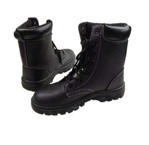 HBB0105 Botas Tácticas Largas de Cuero Genuino de Vaca, Personalizadas, Color Negro, con Superficie Grabada, Zapatos de Seguridad - Product Image 3