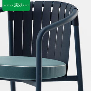Silla de Comedor Moderna y Resistente con Marco de Aluminio Azul Marino para Jardín, Patio, <span class=keywords><strong>Restaurante</strong></span> y Hotel - Product Image 5