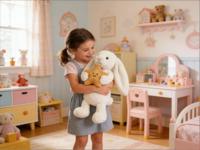 Adorable Lapin en Peluche Crème avec Étoile – Nouvelle Arrivée 2026 – Jouets Doux et Peluches Lapins Parfaits pour un Cadeau d'Anniversaire