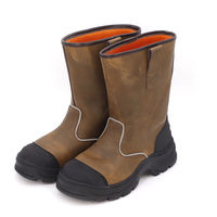 Chaussures de sécurité industrielles robustes unisexes à tige haute, embout en acier, anti-choc électrique, cuir véritable, antidérapantes, Longyunda Straw