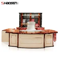 Luxury White Leather Glossy Wooden President Desks Office Furniture Set