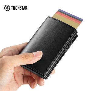 TILONSTAR TG305M Portefeuille en cuir multifonctionnel avec étui en aluminium pour carte d'identité, blocage RFID intelligent pour porte-cartes de crédit, vintage - Product Image 3