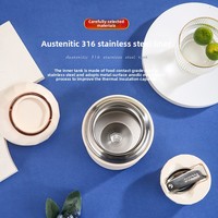 Bocal alimentaire isotherme sous vide en acier inoxydable 600 ml, boîte à lunch portable isolée sous vide avec rangement pour couverts pour hommes, femmes et seniors
