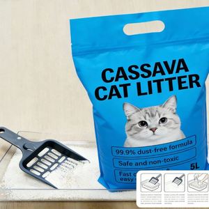 BENJIE BJCCL121802 Litière pour chat biodégradable et écologique à base de manioc, blanche, à jetter directement dans les toilettes, contrôle des odeurs, faible teneur en poussière, directement de l'usine - Product Image 1