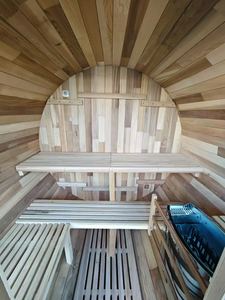 Nhà Máy Tùy Chỉnh Ngoài Trời Nhỏ Thùng Tròn Tắm Hơi Màu Đỏ Tuyết Tùng Rắn Gỗ Hơi Nước Cabin - Product Image 5