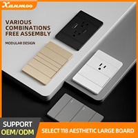 Interruptor de Pared con Enchufe y USB, Material de PC Ignífugo, Tipo 118, Estándar Estadounidense, Placa Grande