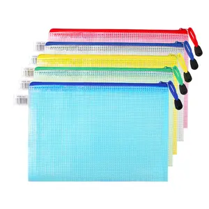 Transparant Document Groothandel Duurzaam Aangepaste Waterdichte Zakken Pvc Zip File Pouch Met Mesh Venster Rits Bestandsmap Zak