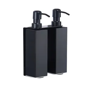 Black Quadrate Stainless Steel Pump Dispenser Dish Soap Dispenser For Kitchen Bathroom Soap Dispenser Set