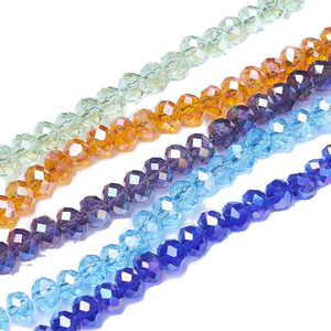 10 brins de perles en verre électroplaté en cristal AB coloré, facettées en forme de rondelle, de 8 mm - Product Image 1