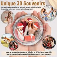 Lámpara Esfera de Memoria, Bola de Cristal con Reproductor de Video, Esfera de Recuerdos Personalizable con Fotos y Videos, Regalo para Acción de Gracias y Navidad