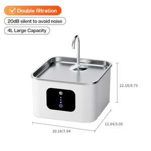 Distributeur d'eau <span class=keywords><strong>professionnel</strong></span> antimicrobien muet intelligent pour animaux de compagnie batterie sans fil 4l grande capacité chat <span class=keywords><strong>fontaine</strong></span> <span class=keywords><strong>à</strong></span> boire en acier inoxydable - Product Image 6