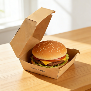 Cajas de Cartón Kraft Marrón Personalizables al por Mayor para Hamburguesas, para Comida Rápida para Llevar, Restaurantes y Empaque de Comida Callejera - Product Image 2