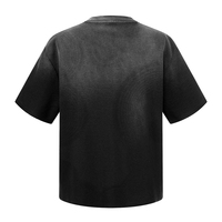 T-shirt en tricot gaufré teint par pulvérisation, style déchiré à bords bruts, coupe ample, col rond, streetwear, manches courtes, nouvelle collection 2026, vente en gros
