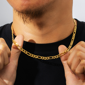 3mm 5mm 7mm Men Jewelry 14K 18K 24K Real Gold Plated Thin Thick Cuban Link Stainless Steel Figaro <b>Chain</b> Necklace for Man Women - Product Image 2