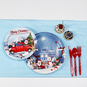 Snow Santa Claus Party Tableware Four-piece Set Merry Christmas Theme Paper Plates Set for 8 Guests - Product Image 5