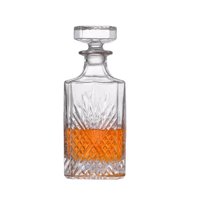 Best Sail Grosir Liquor Decanter 750Ml 25.4Oz Botol Wiski Kristal Berbentuk Ar Klasik untuk Wine Bourbon Tequila