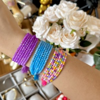 Bracelet de perles de cristal de guérison en pierre précieuse naturelle de 3mm fait à la main bracelet réglable avec glands en cristal coloré vente en gros