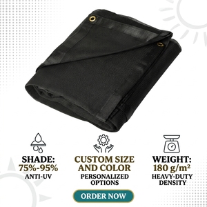 Voile d'ombrage en maille HDPE noire tissée 180 g/m² pour jardin, auvent extérieur personnalisé résistant aux UV - Product Image 4