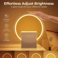 Jam Alarm Lampu Bangun Tidur Plastik LED Sunrise Sleep Machine Speaker White Noise Layar Sentuh Lampu Malam untuk Kamar Tidur