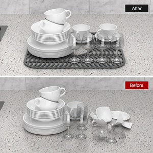 Tapis <span class=keywords><strong>de</strong></span> protection <span class=keywords><strong>de</strong></span> cuisine antidérapant et résistant à la chaleur pour évier en silicone avec trou <span class=keywords><strong>de</strong></span> vidange central - Product Image 5