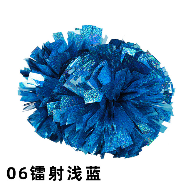 Icheerobics 4 Inch Turquoise and Purple Cheer Leader Pom Pom With Plastic Handle