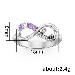 Bague Infinity F1499 en Argent 925 avec Améthyste Ronde Taille Brillant Sertie à Griffes, Bague de Fiançailles pour Femme, Bijoux Fins - Product Image 6