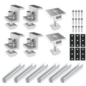 Kit de rails en U de 20 cm pour système de montage solaire, en aluminium anodisé, avec attaches pour panneaux solaires, pour installation sur toit - Product Image 4