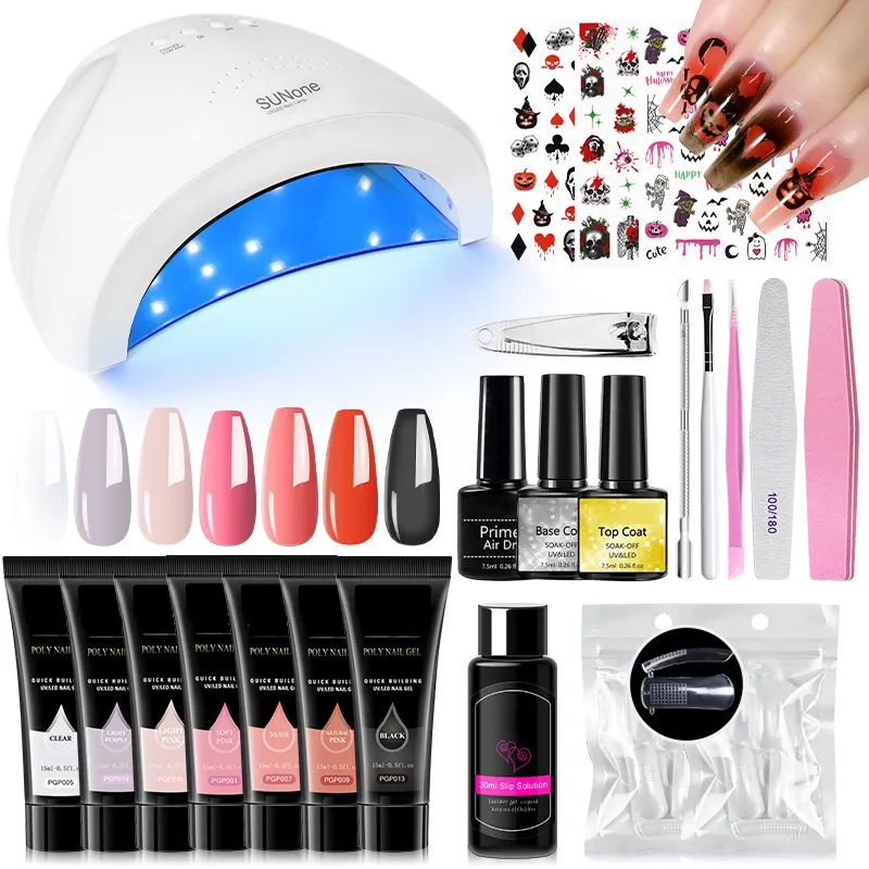 Set di unghie professionali in poli Gel con lampada a Led Uv soluzione di slittamento Base Coat Top Coat Gel smalto per unghie Set Poly Gel Nails Kit