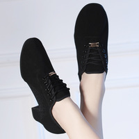 Chaussures de danse moderne en tissu Oxford pour femmes, semelles en caoutchouc, chaussures de danse carrée, chaussures d'entraînement, chaussures de danse latine pour adultes de 5cm