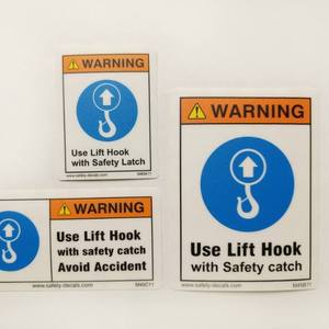 Etiqueta Adhesiva de Advertencia de Seguridad para Gancho de Elevación Industrial con Acabado Mate y Dispositivo de Seguridad - Product Image 2