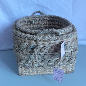 Vietnam Eco-Friendly Seagrass Fiber <b>Bamboo</b> Home Storage Basket Oval Kitchen Food Storage <b>Container</b> Water Haycinth Household - Product Image 1