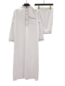 Muslim <b>Men</b> White <b>Thobe</b> Stand Collar Three Quarter Sleeve Floor Length Cotton Lightweight Anti-shrink Custom Prayer Wear Middle - Product Image 2