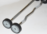 Ensemble d'haltères à poids fixe de qualité commerciale, barres droites et EZ-curl, construction en acier noir, design unisexe et poignées confortables