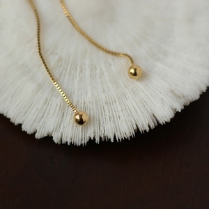 Best Gift Long Box Chain <b>Ear</b> <b>Cuff</b> White Crystal Gold Plated Stud <b>Earrings</b> for Her - Product Image 3