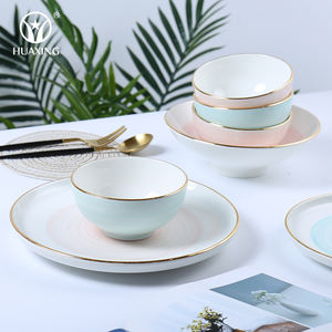 20 Buah Lukisan Tangan Kustom Piring Makan Mewah Perlengkapan Makan Keramik Set Makan Malam Mengkilap untuk Hadiah - Product Image 3