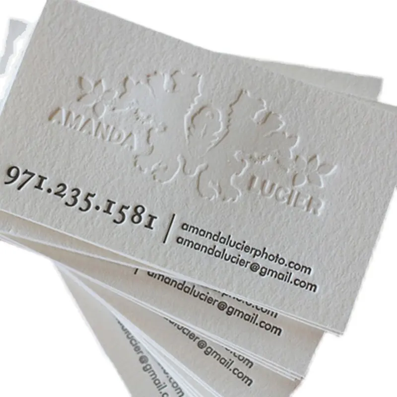 Cartão de visita personalizado de algodão, impressão de cartão de visita de alta qualidade, cartões criativos em relevo