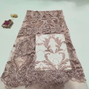 2019 vestido de noche de dubai bordado de lujo azul cielo tela de encaje guipur con purpurina - Product Image 2