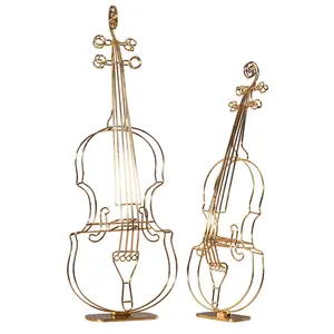 Popular Wholesale christmas gift Europe Modern Desktop Figurines For Home Metal art work violin decoration