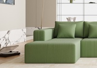 Canapé modulaire en forme de U au design nordique moderne, garni d'éponge, en tissu velours/corduroy, ensemble de canapés sectionnels gonflables pour salon